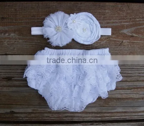 Hot Selling Baby Clothes Infant Lavender Ruffle Bloomer Wholesale Baby Girl Diaper Cover With Headband photo-4