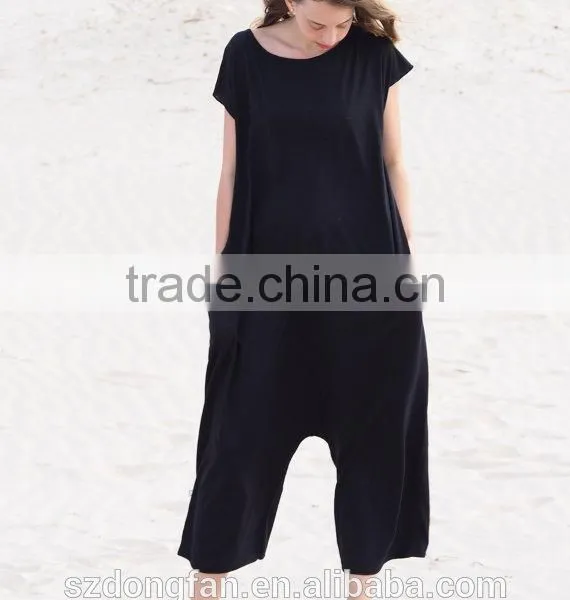 Women Black Oversized Jumpsuit Girl's Loose Overalls Sexy Romper photo-2