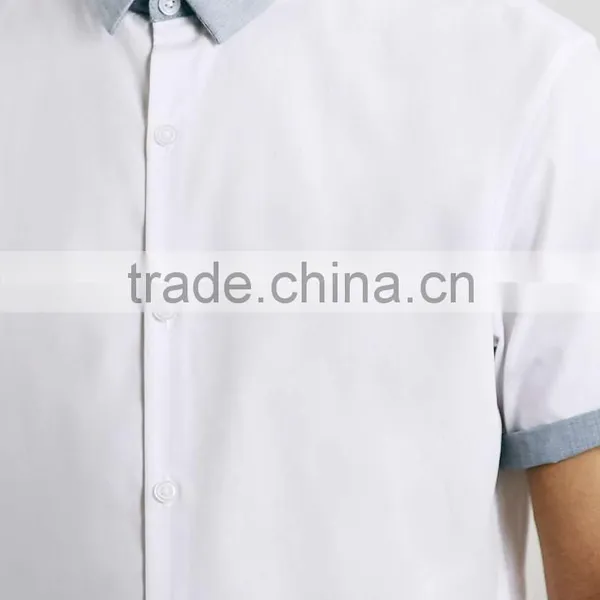 2015 Grey Contrast Collar Smart Shirt Tailored Shape Dress Shirt Latest Shirt Designs for Men photo-3