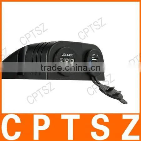 2 USB Socket + Digital LED Voltmeter Socket + Two Hole Tent Base for Car Truck Motorcycle Boat for ATV photo-2