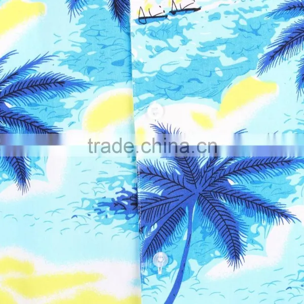 Coconut Palm Printing Cotton Mens Custom Hawaiian Shirt photo-5
