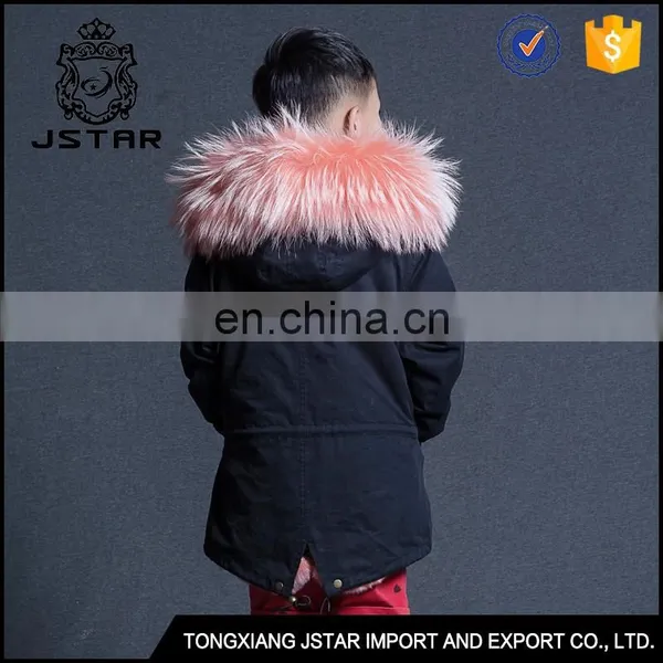 Winter Best Warm 100% Cotton Kids Fur Hood Parka Jacket