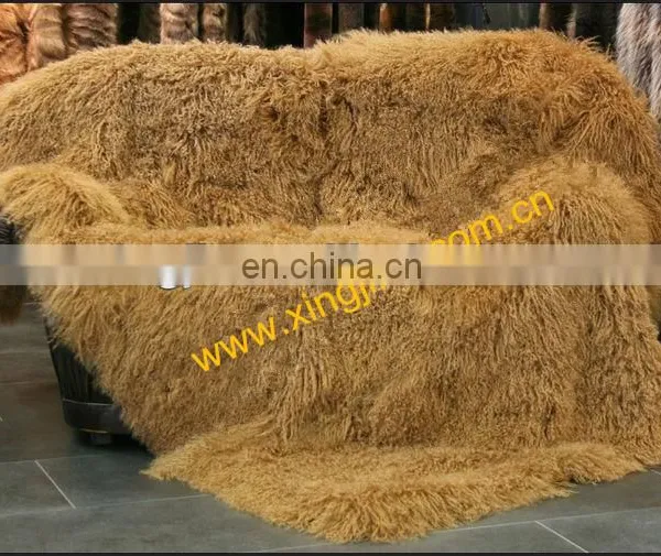 Top quality mongolian lamb fur dyed mongolian lamb fur blanket