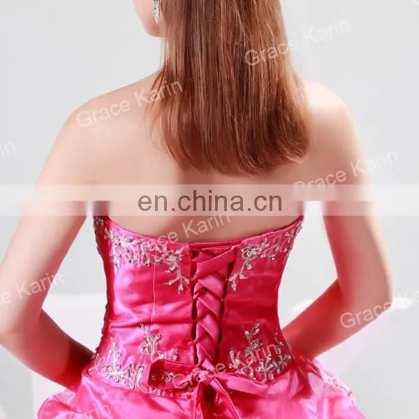 2015 Rose Red Elegant Long Wedding Dresses CL4482 photo-5