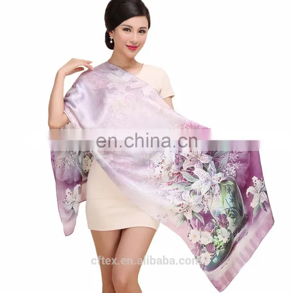 Custom Print Chinese Rectangle 100% Silk Turkish Scarves