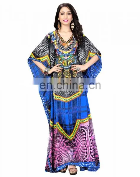 Women's Multi-Colour Satin Silk Digital Printed Stylish Kaftan / Smart Wear Kaftan / Style Kaftan (kaftan Dress)