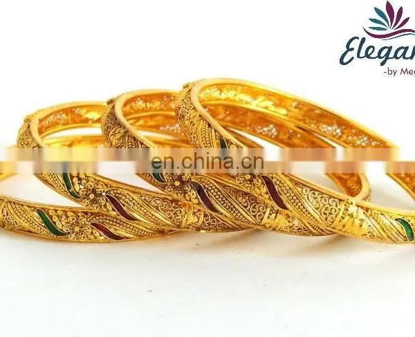 Wholesale One Gram Gold Plated Bangles/bracelets - Artificial Gold Bangles - African Gold Plated Bangles - South Indian Bangles photo-2