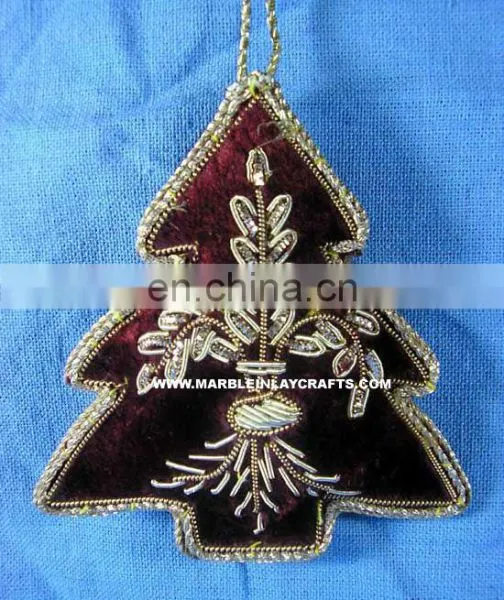 Zari Embroidery Christmas Hanging Ornament Tree Decoration
