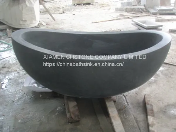 G654 Padang Dark Granite Bathroom Oval Tubs Natural Stone Free-standing Bathtubs photo-2