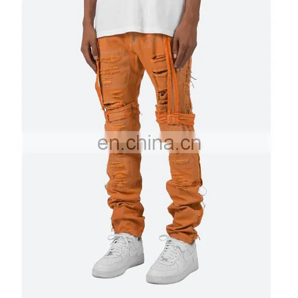 DiZNEW Custom Boot Cut Embroidered American Brand Style Bleach Tie Dyed Jeans Ripped Men photo-2