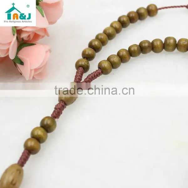 Wholesale Religious Wood Beads Cord Rosary photo-3