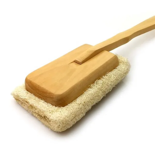 Wooden Bath Loofah Body Back Shower Loffa Brush With Long Handle photo-3