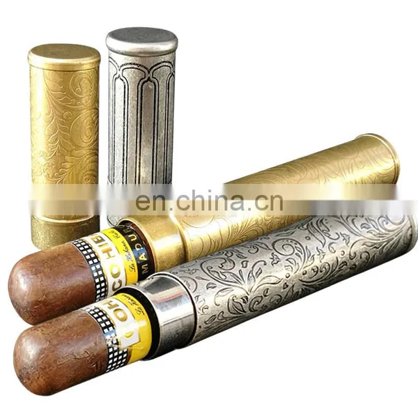 Luxury Cigar Accessories Metal Customized Cigar Tube Holder With Carved Design photo-4