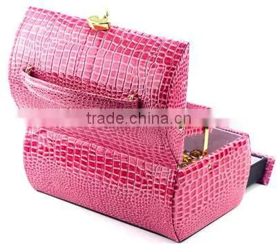Pink Two-layer Lint Jewelry Box With Drawers,jewelry Box Making Supplies photo-4