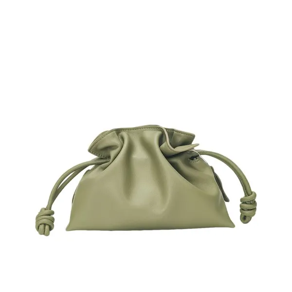Brand Luxury Drawstring Long Shoulder Bag Crossbody Pleated Design Cowhide Lucky Bag Female Fashion Clutch Bucket Bag Roomy Bags photo-4
