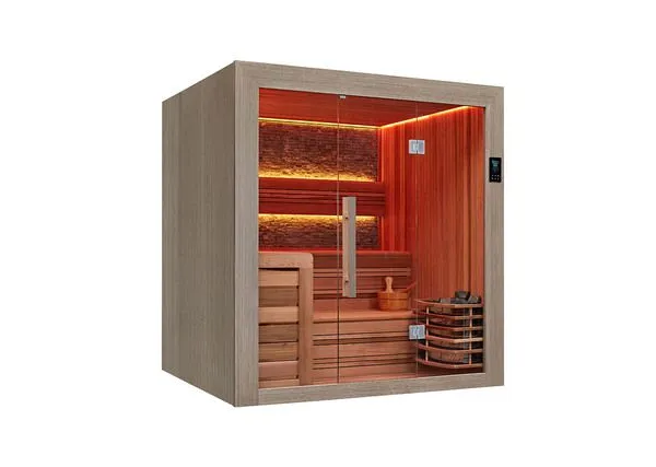 Customized Wooden Steam Sauna for Home Users With Tempered Glass Door and Cedar Sauna Interior With Far Infrared Heater. photo-2