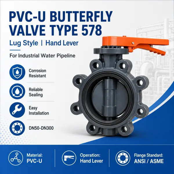 Ручной шаровой клапан PVC-U типа 578 с рукояткой для водоочистительных трубопроводов