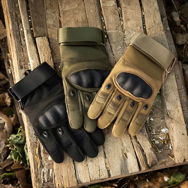 Heavy Duty Wear Resistant Hard Knuckle Touchscreen Full Finger Outdoor Combat Tactical Gloves