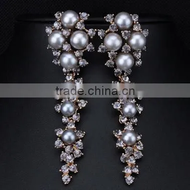 2015 Fashion Pearl Diamond Earrings Set Charming Long Earring Fashion Women Jewelry photo-3