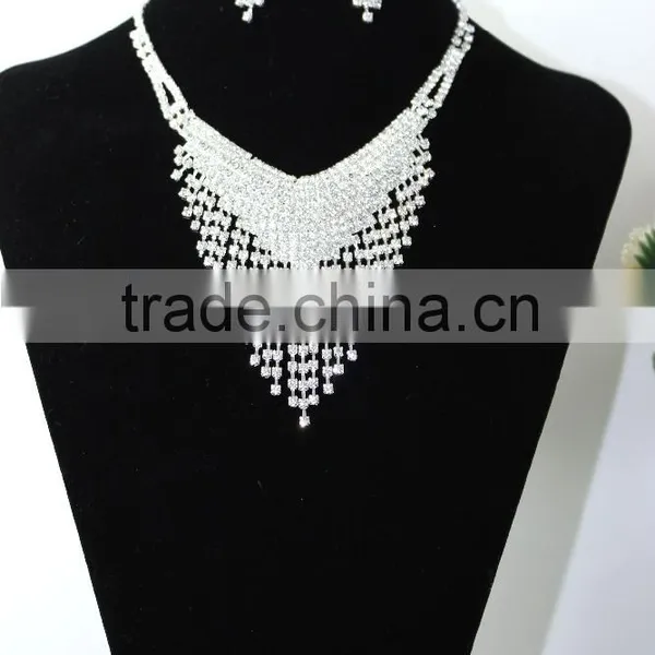 Tassel Glass Crystal Wedding Jewelry Sets for Bridal Beautiful Jewelry Set Wholesale photo-4