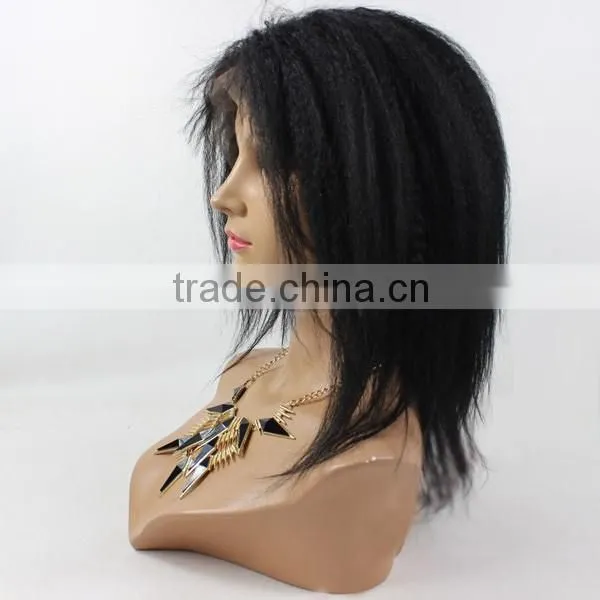 Hot Selling 100% Human Hair Italian 8 Inch Yaki Full Lace Wigs Natural Hair Wig for Men Short Brazilian Hair Full Lace Wig Most Popular photo-5
