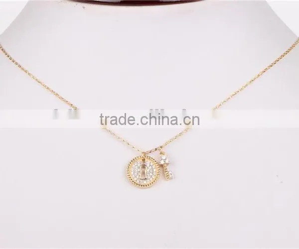Wholesale Fashion Silver Lock and Key Pendant 925 Solid Silver Gold Plated Necklace photo-3