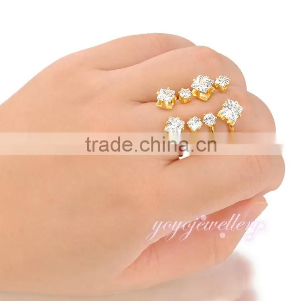 New Model Adjustble Size 18k Gold Zirocon Cuff Ring photo-3