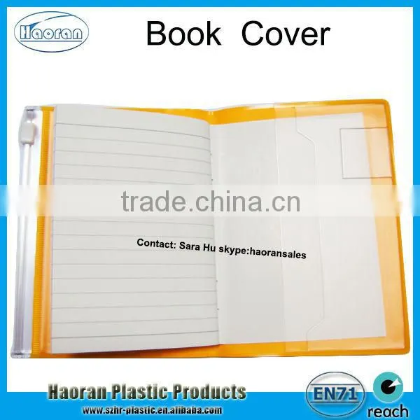 Customized design clear pvc zipper slide book cover