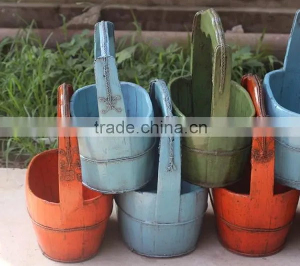 Chinese Antique Wooden Painted Basket photo-2