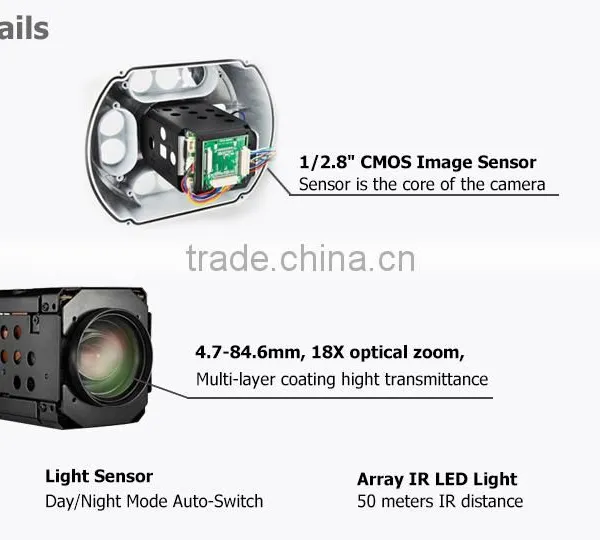 Best Price 2.1 Megapixel Cctv ir Night Vision High Optical Zoom 18x Ip66 Dome Full hd 1080p Camera photo-3