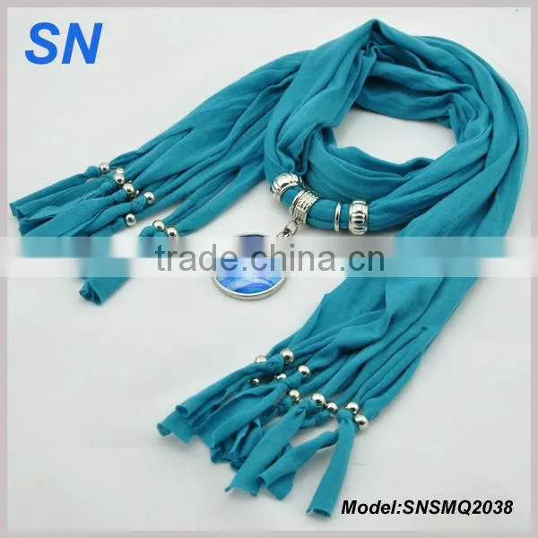 Silver Round Resin Pendant Scarves