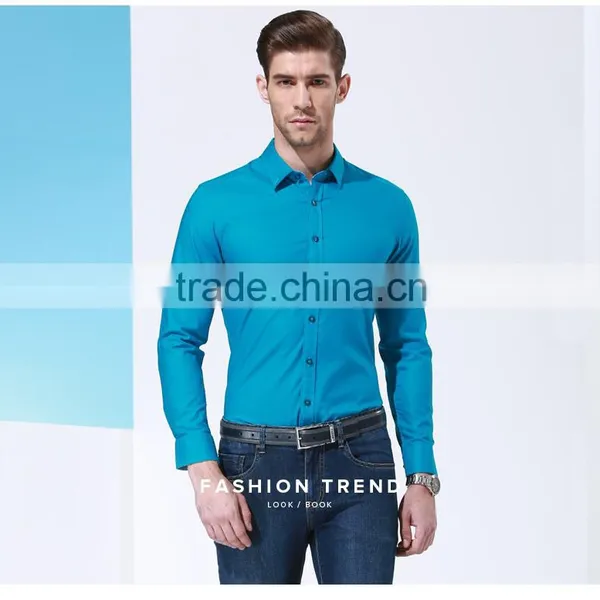 In the Spring of the New Men's Business Casual Classic Pure Color Long Sleeve Shirts photo-4