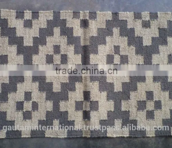 Gray Wool Jute Kilim Rugs