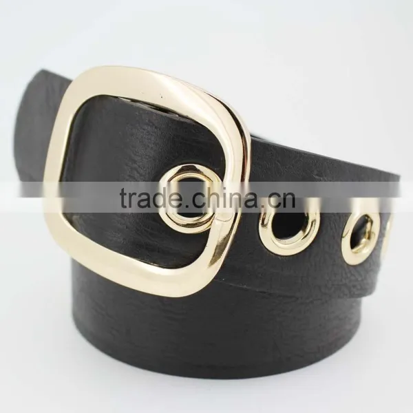 40Mm Women's Fashion Belt With Red pu Leather & Gold Square Buckle in Chinese Factory photo-2
