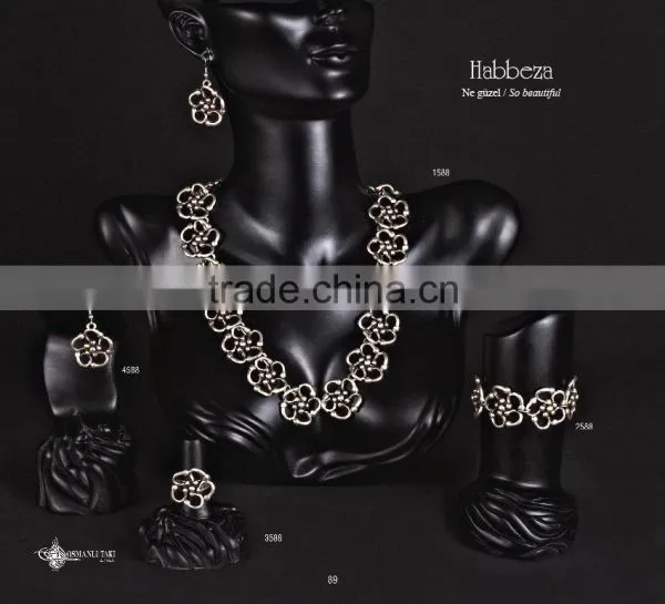 Ring Earring Bracelet Necklace Turkish Ottoman Ethnic Antique Style Jewelry Set Made in Turkey photo-4