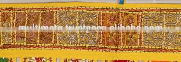Indian Door Hanging, Handmade Window Valance, Vintage Home Decor Embroidery Toran, Bohemian Door Hanging photo-2