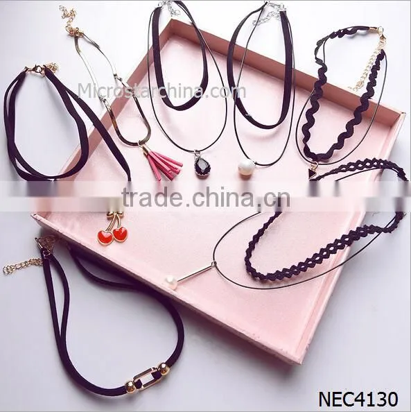 IN STOCK Cute Girls 2016 Black Fashion Choker Gold Chain Necklace photo-3