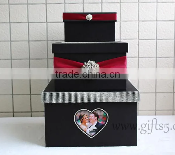 High Quality Black Wedding Gift Box With Photo Frame in Handmade photo-2