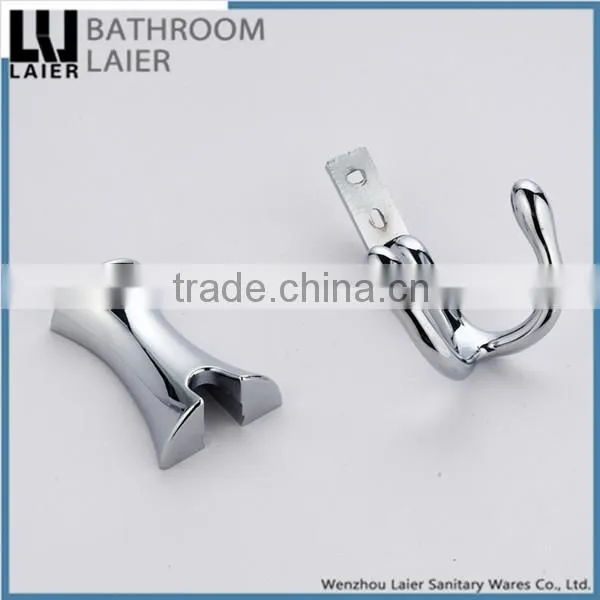Direct Marketing Factory Zinc Alloy And Wood Chrome Finishing Bathroom Accessories Wall Mounted Double Robe Hook photo-5