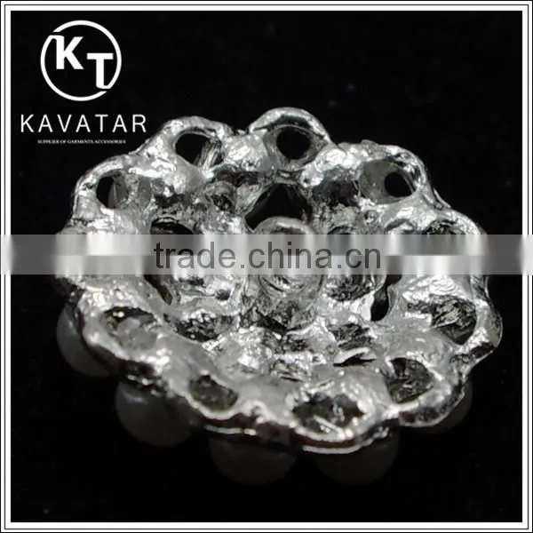Good Quality NK021 Metal Flower Rhinestone Button Lead Free Metal Shank Buttons photo-4