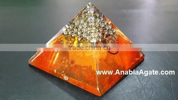 Orgone Orange Pyramid With Silver Pearl's : Wholesale Spiritual Orgone Products photo-6
