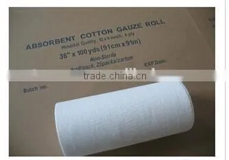 Medical 100% Cotton Absorbent Gauze Roll,white,40s,blue Paper Packing photo-6