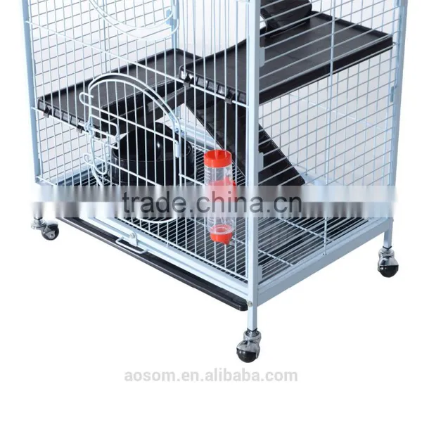 Pawhut 37" 4 Level White Indoor Metal Small Animal Cage Hutch photo-6