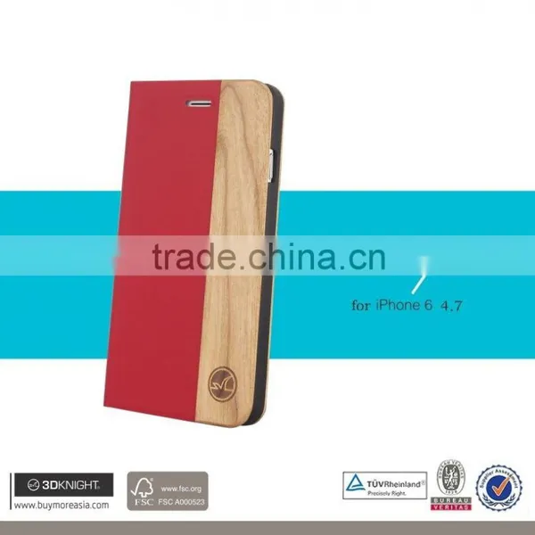 China Market Wholesale Cell Phone Case 4.7 Inch /wood Style for Iphone 6 Case Wallet / 4.7" Inch PU Leather Mobile Phone Case photo-2