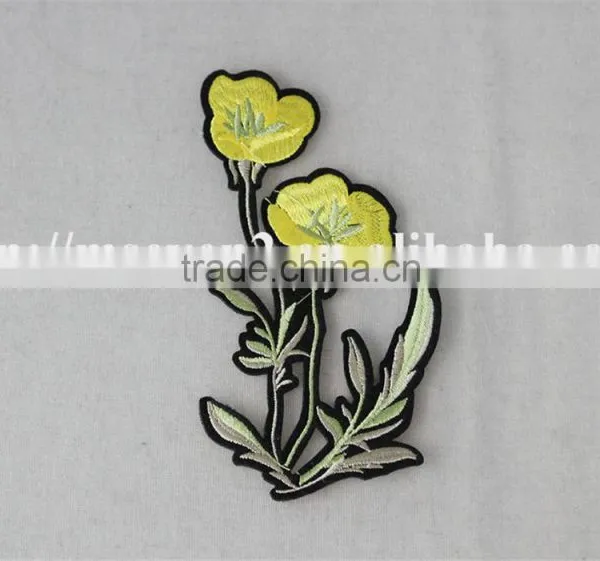Beautiful Yellow Flower Patches Customized Embroidery Patch Products for Sale photo-2
