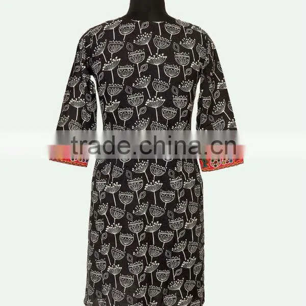 Black Embroidery Ladies Kurtis photo-4