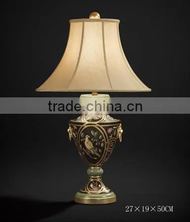 Antique Wood Carved Vase Shaped Table Lamp With Shade, Wooden Desk Lamp Painting With Sexy Leopard, Home Decorative Art & Crafts photo-5