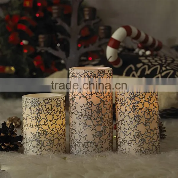 S/3 Glittering Star Decorative LED Christmas Candles photo-2
