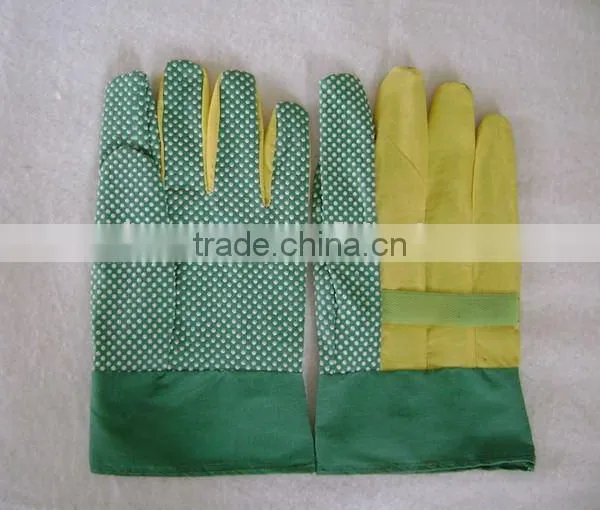 Green PVC Impregnated Glove With White PVC Dots