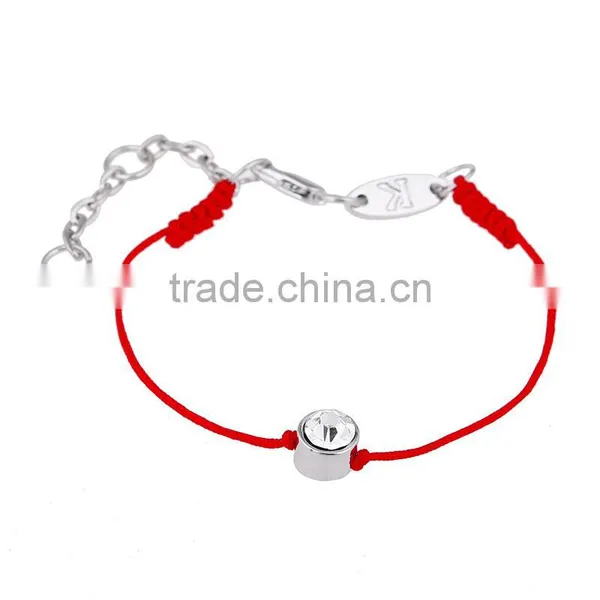 Tiny Clear Round Diamond Charm Luck Red String Bracelet Cubic Zirconia Gold Charm Luck Red Thread Bracelet photo-2